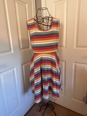 Effies Women's Heart Dress Multicolor Fit And Flare Dress Sleeveless XL